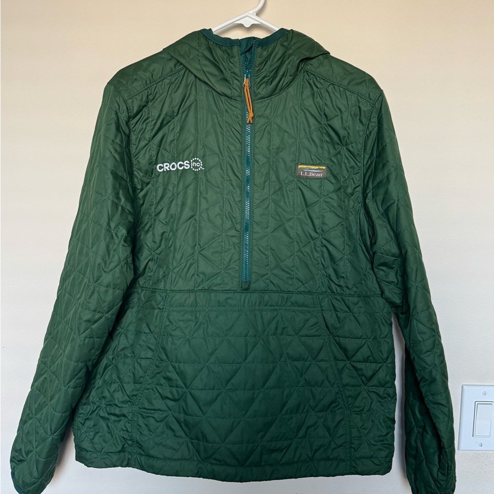 L.L. Bean Men's Green Insulated Winter Jacket Pullover with Hood Size Medium